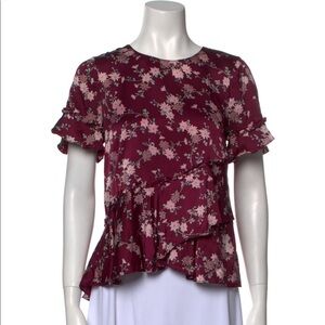 Cinq A Sept Burgundy Silk Floral Too (12)